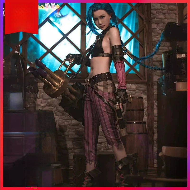 Jinx League of Legends Outfit Cosplay Kostuem Damen Lila
