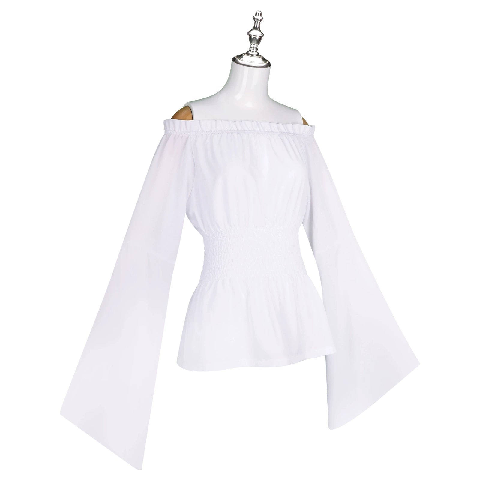 Renaissance Pirate Halloween & Mittelalter Weisse Bluse mit Hose Cosplay Kostuem Damen