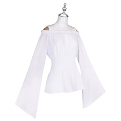 Renaissance Pirate Halloween & Mittelalter Weisse Bluse mit Hose Cosplay Kostuem Damen