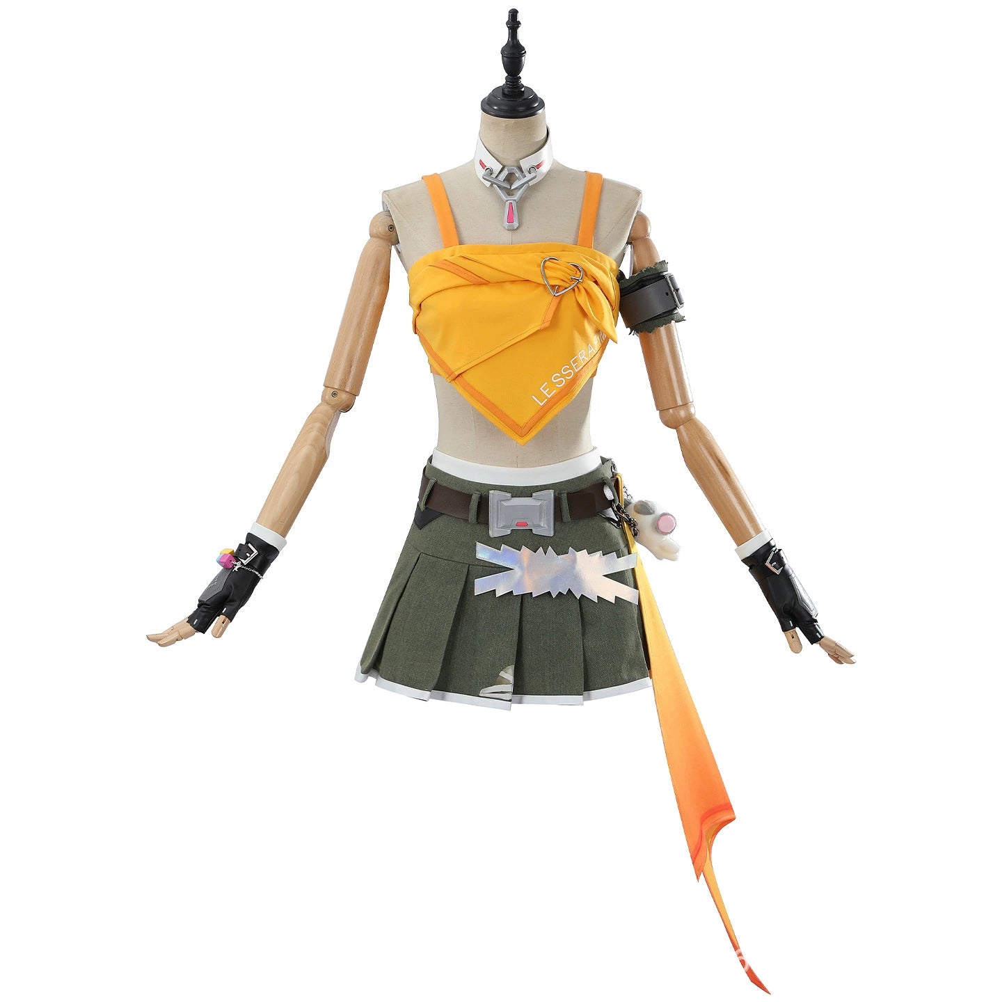 Mercy Overwatch Outfit Cosplay Kostuem Damen Orange Gruen