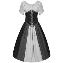 Kontrast-Schnürkleid – Renaissance Puffärmelkleid für Mittelalter-Fest, DAMEN