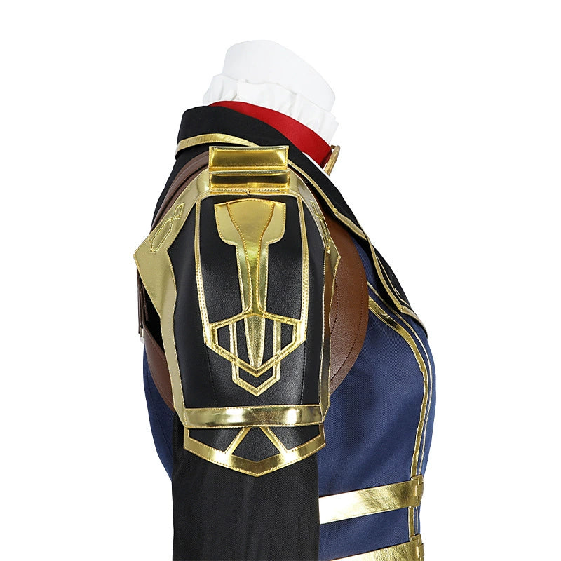 Caitlyn League of Legends Uniform Cosplay Kostuem Damen Blau Gold