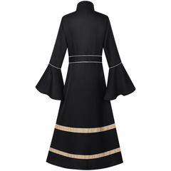 Dunkles Maxi-Robe – Gothic Langarmkleid mit Kapuze für Halloween, DAMEN