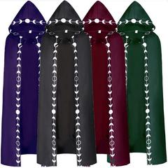 Druck-Kapuzenumhang – Fantasy-Cape mit Muster für Renaissance & Halloween