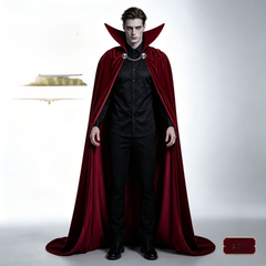 Vampir-Umhang aus Samt – Gothic-Cape mit hohem Kragen für Halloween