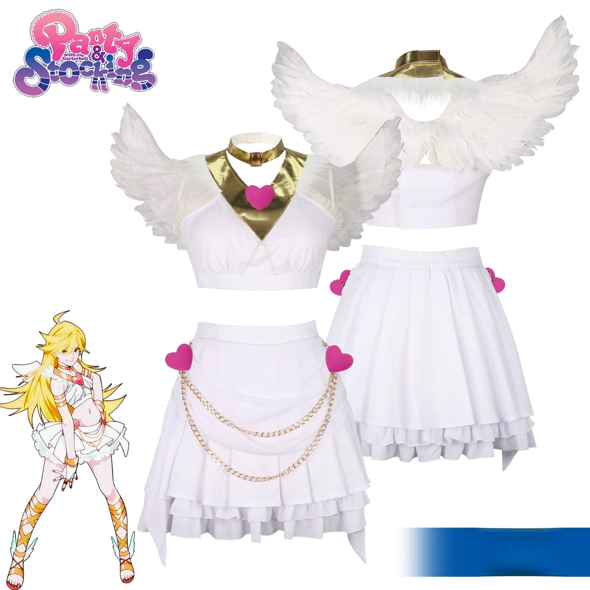 Panty White Angel Panty & Stocking Angel Outfit Cosplay Kostuem Damen
