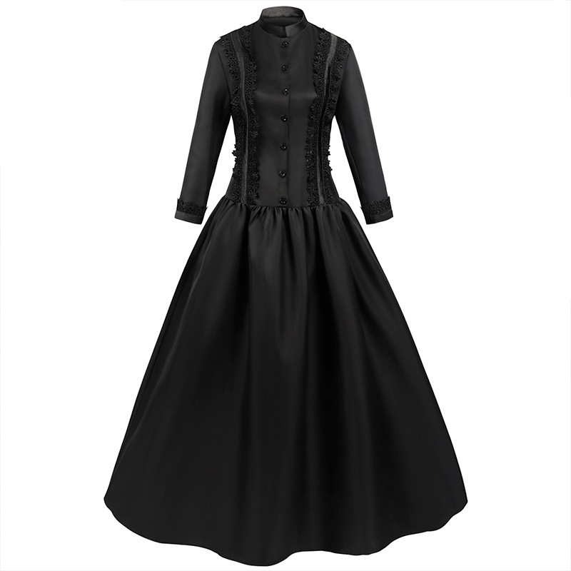Gothic-Stehkragenkleid – viktorianisches Samtkleid für Halloween, DAMEN