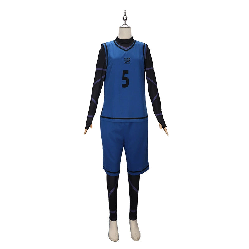Michael Kaiser Blue Lock Trikot-Set Cosplay Kostuem Damen Weiß Rot
