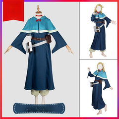 Marcille Delicious in Dungeon Magier-Robe Cosplay Kostuem Damen Blau