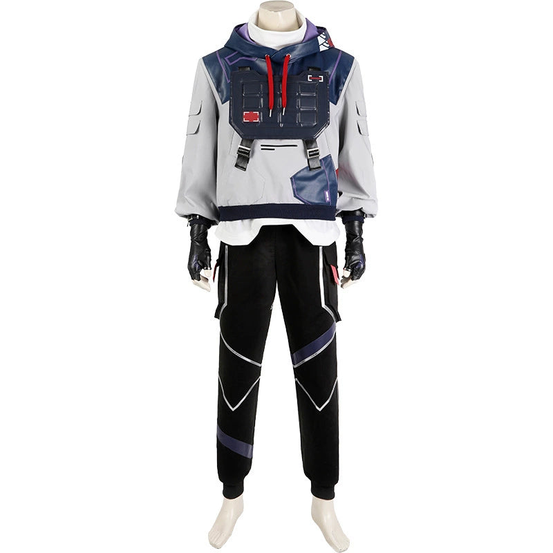 Iso Valorant Anzug Cosplay Kostuem Damen Grau Blau