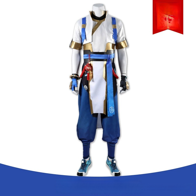 Wuyang Overwatch 2 Wuxia Anzug Cosplay Kostuem Damen Weiss Blau Gold