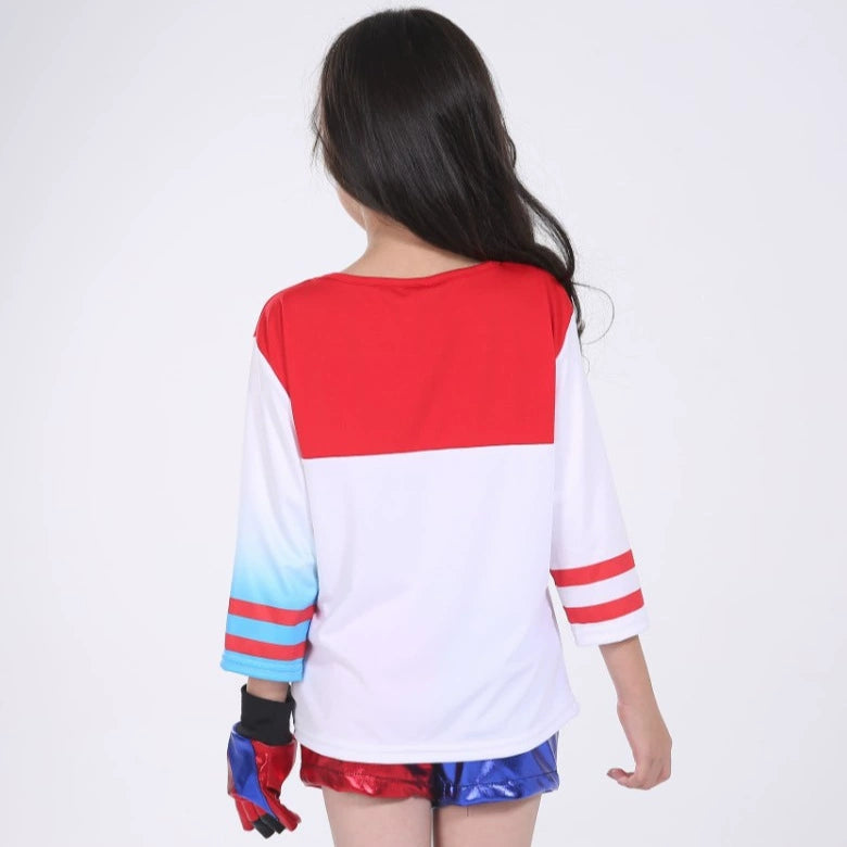 Harley Quinn Suicide Squad Bestickte Jacke Shorts Set Cosplay Kostuem Damen