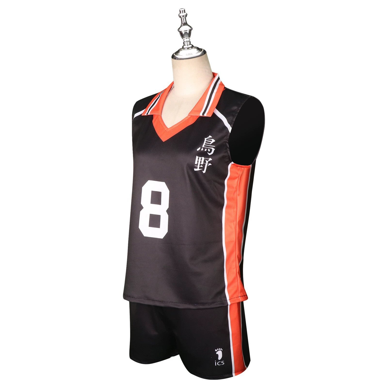 Shimizu Kiyoko Haikyuu Volleyball-Outfit Cosplay Kostuem Damen Schwarz Orange
