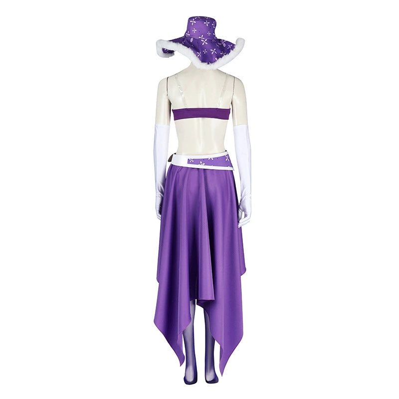 Nico Robin One Piece Kostuem Cosplay Damen Lila Weiss