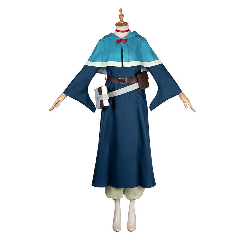 Marcille Delicious in Dungeon Magier-Robe Cosplay Kostuem Damen Blau