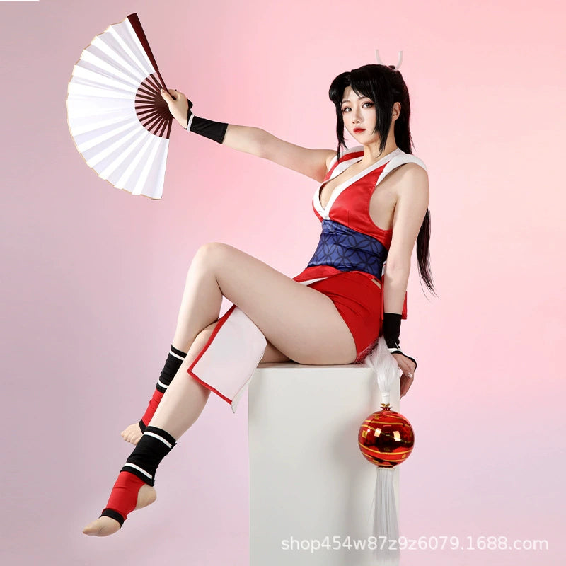 Mai Shiranui Street Fighter Kostuem Cosplay Damen Rot Weiss