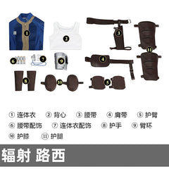 Lucy Fallout Overall Protektoren Cosplay Kostuem Damen Blau