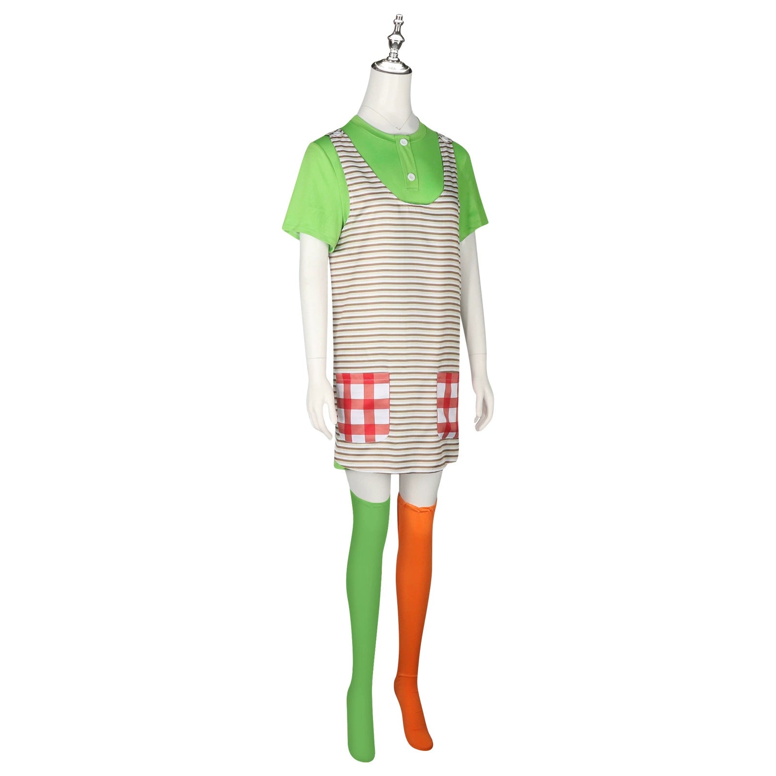 Pippi Pippi Longstocking Gestreifte Kniestruempfe Cosplay Kostuem Damen