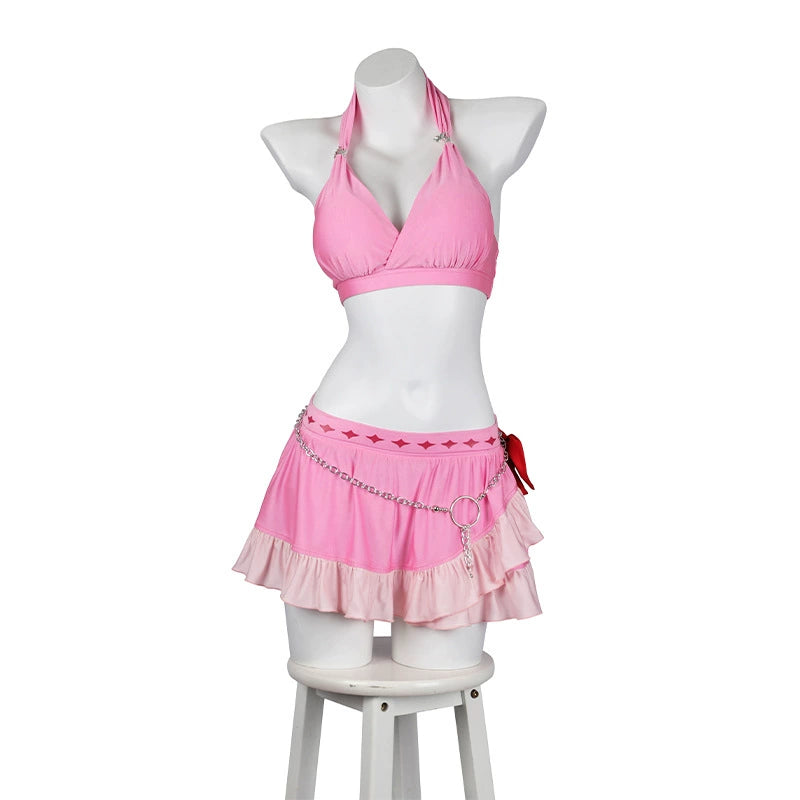 Aerith Final Fantasy VII Strand Outfit Cosplay Kostuem Damen Rosa