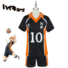 Karasuno Haikyuu Volleyball-Set Cosplay Kostuem Damen Schwarz Orange
