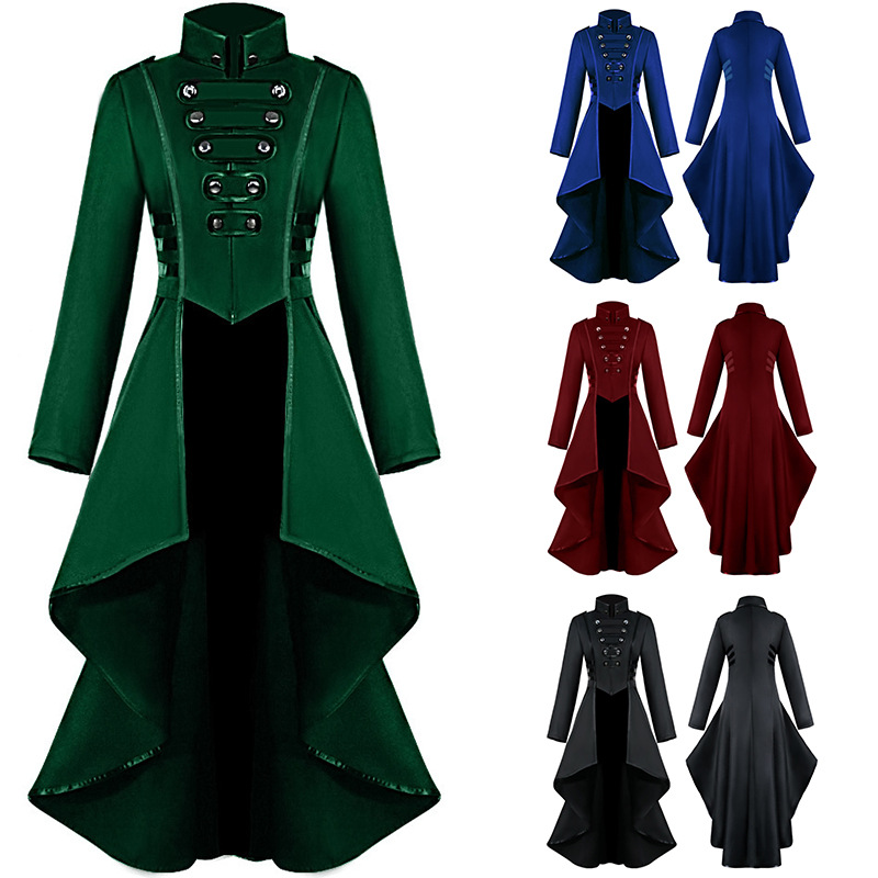 Damen Frackjacke – asymmetrischer Gothic Mantel für Halloween, DAMEN