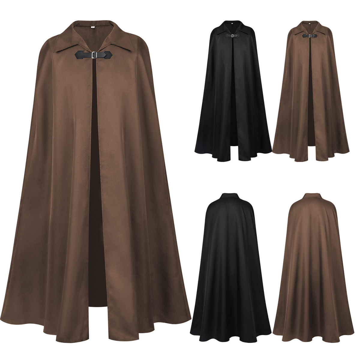 Gothic-Ranger Umhang – langer dunkler Cape mit Umlegekragen für Mittelalter & Halloween