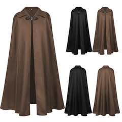 Gothic-Ranger Umhang – langer dunkler Cape mit Umlegekragen für Mittelalter & Halloween