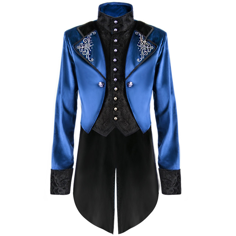 Hochkragen-Mantel – Retro-Zweiteiler-Jacke für Halloween & Bühne, HERREN