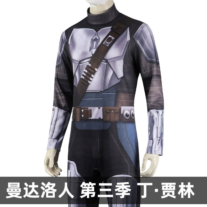 Din Djarin Star Wars Mandalorian Ruestung Cosplay Kostuem Damen Schwarz Silber