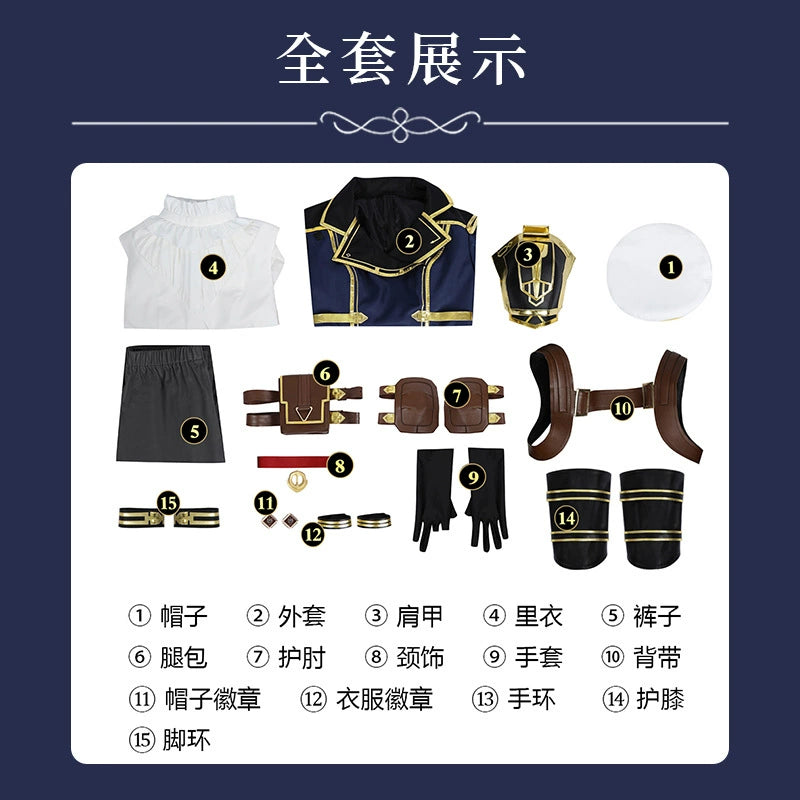 Caitlyn League of Legends Uniform Cosplay Kostuem Damen Blau Gold