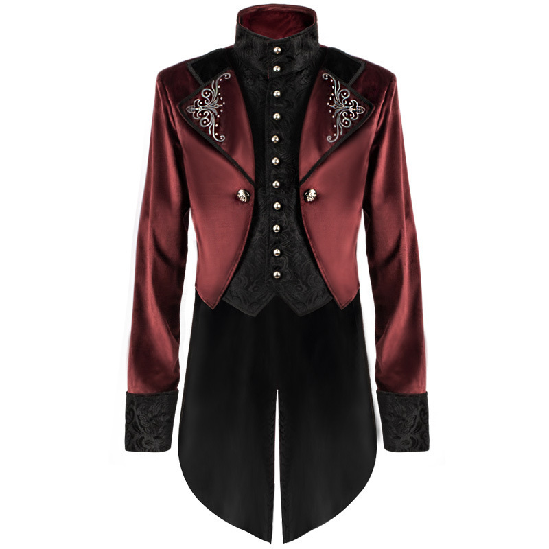 Hochkragen-Mantel – Retro-Zweiteiler-Jacke für Halloween & Bühne, HERREN