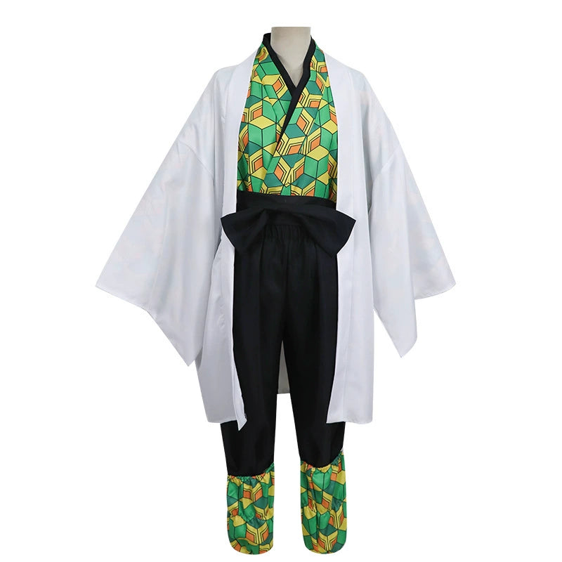 Sabito Demon Slayer Kimono-Set Cosplay Kostuem Damen Blau Weiß
