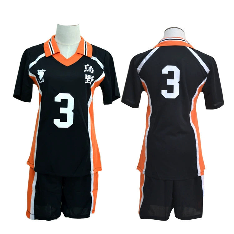 Karasuno Haikyuu Volleyball-Set Cosplay Kostuem Damen Schwarz Orange