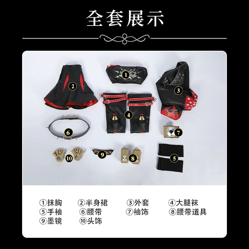 Burnice Zenless Zone Zero Biker-Outfit Cosplay Kostuem Damen Schwarz