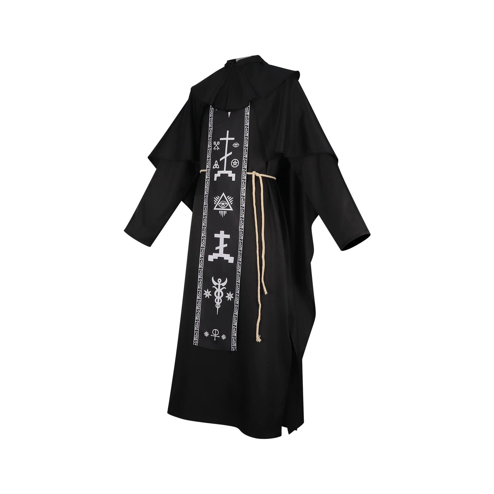 Dark Priest Halloween & Mittelalter Schwarze Kutte Cosplay Kostuem Damen