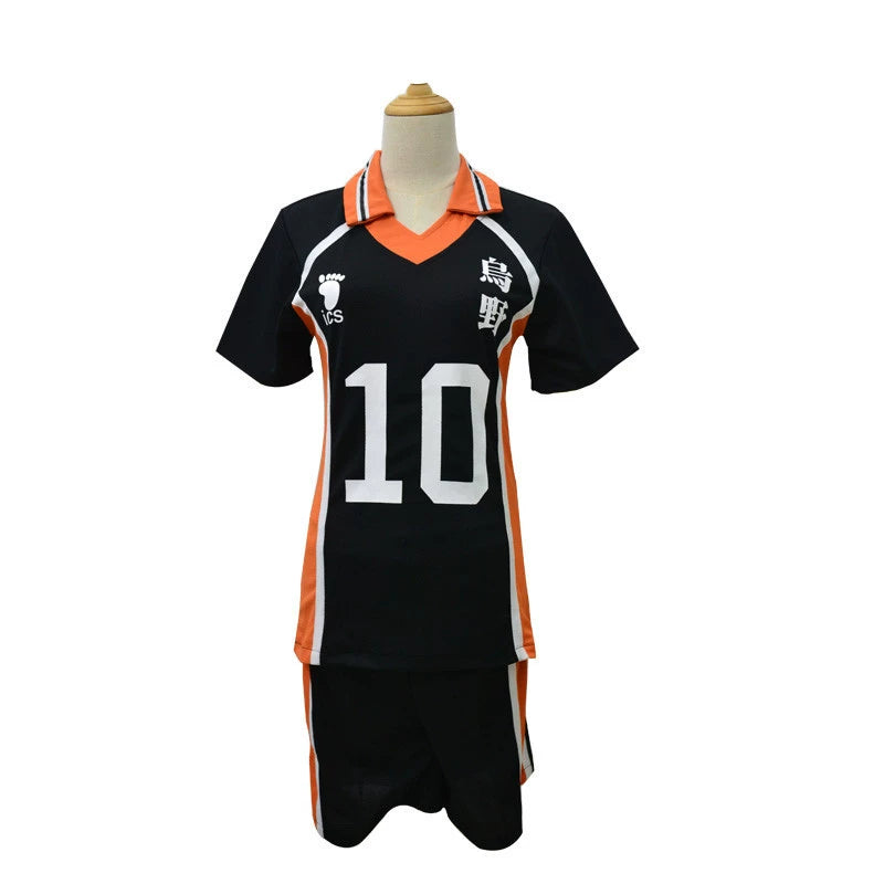 Shoyo Hinata Haikyuu Volleyball-Set Cosplay Kostuem Damen Schwarz Orange