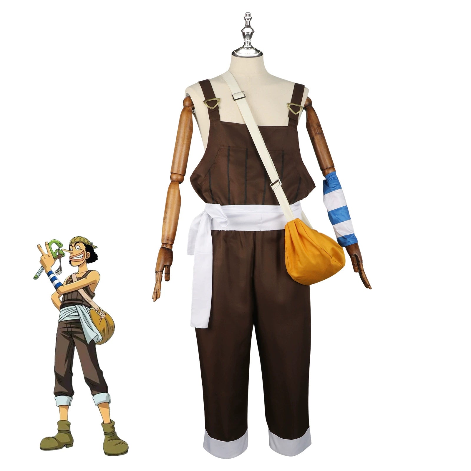 Usopp One Piece Abenteuer-Set Cosplay Kostuem Damen Khaki Gelb