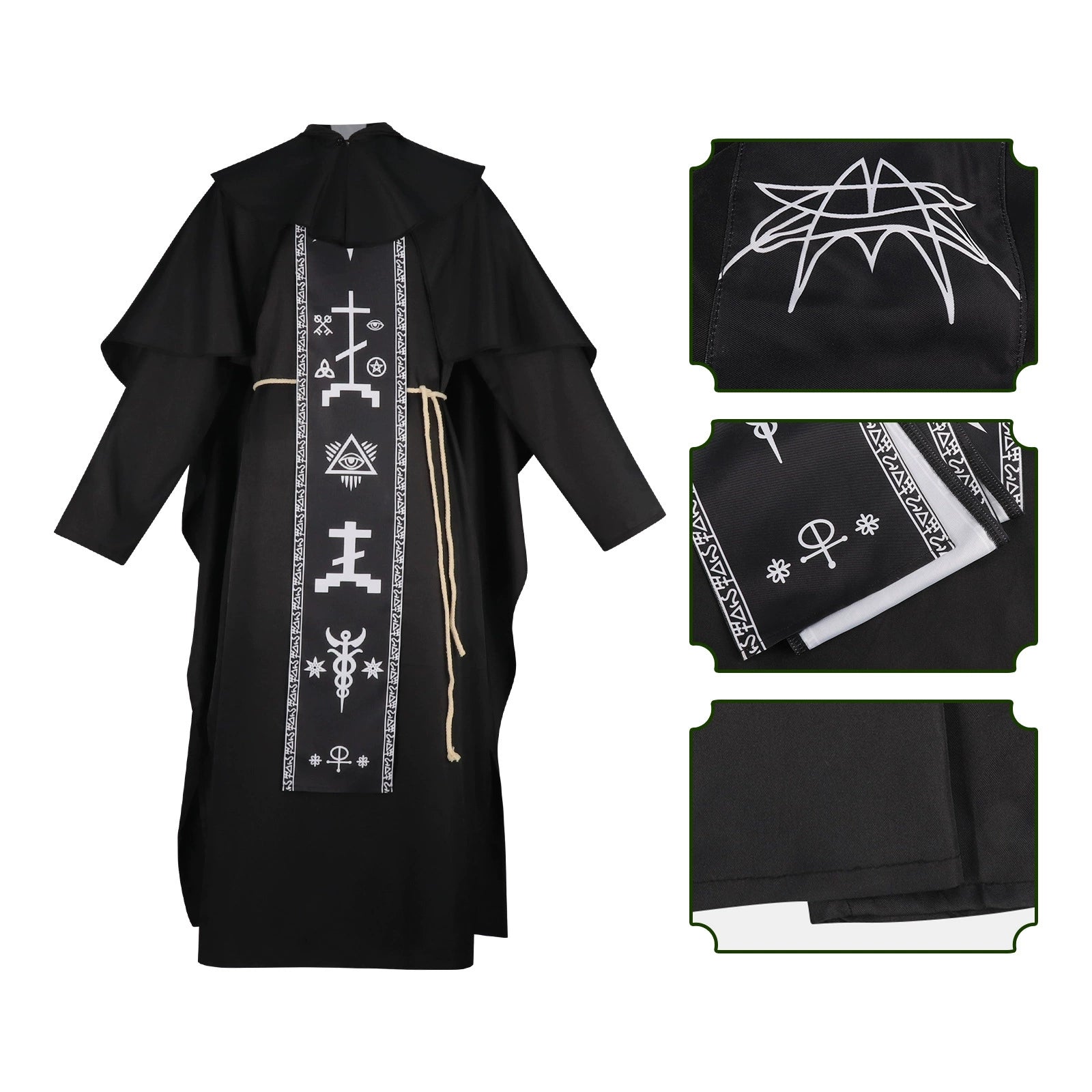 Dark Priest Halloween & Mittelalter Schwarze Kutte Cosplay Kostuem Damen