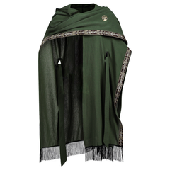 Kapuzen-Cape mit Schal & Brosche – Renaissance Umhang mit Fransen