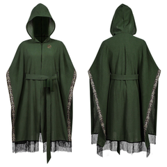 Kapuzen-Cape mit Schal & Brosche – Renaissance Umhang mit Fransen