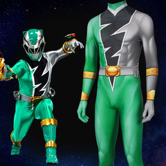 Ryusoulger Power Rangers Anzug Cosplay Kostuem Damen Gruen Gold