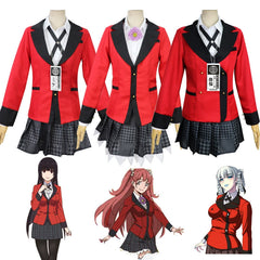 Yumeko Jabami Kakegurui Rote Schuluniform Cosplay Kostuem Damen
