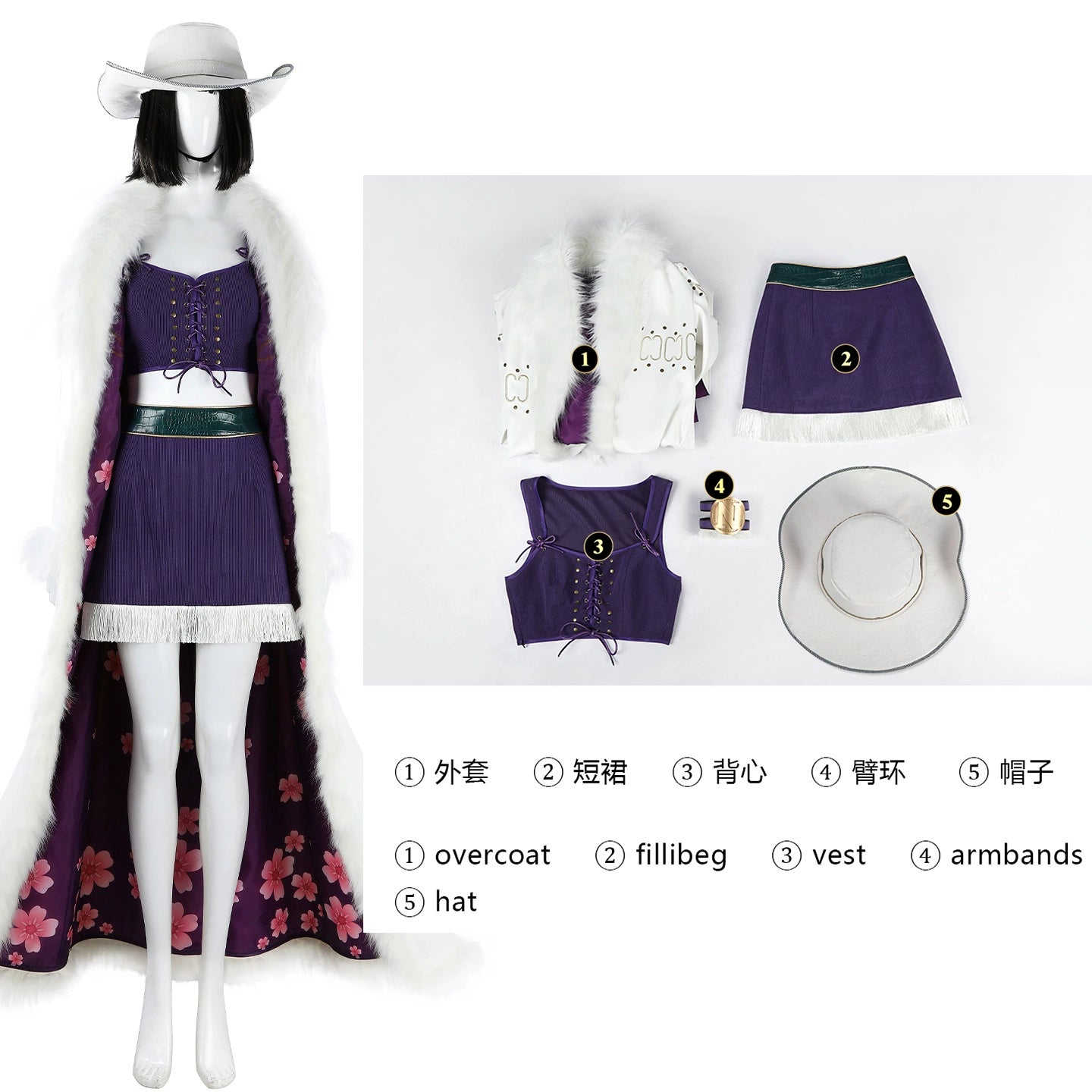 Nico Robin One Piece Kleid Cosplay Kostuem Damen Violett